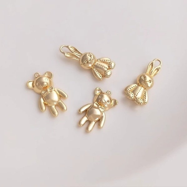 Golden man charm, golden bear charm, necklace charm, earring charm, jewelry accessories - LT1467