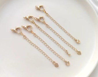 14K, gold heart shaped,lobster clasp,extended chain,water droplet hanging, peach heart, tail chain,bracelet necklace,extended chain - lt2068