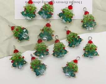 The charm of the Christmas series glass bead hanging ornaments, Christmas tree earring pendants DIY accessory - LT3529