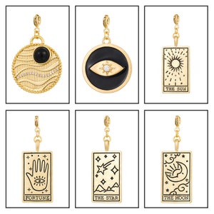 Glänzender Gold überzogener Tarot Karten Anhänger, Tarot Karten Anhänger, Tarot Halskette, Tarot Deck Anhänger-LT3039