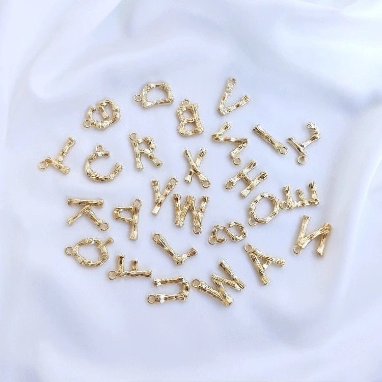 14k ゴールドフィルド イニシャル ブロック レター チャーム ドロップ