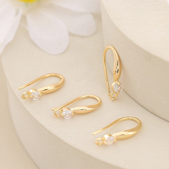 10pcs+DIY earrings,minimalist earrings, smooth set zircon earrings,copper  plated 18K real gold earrings,supply of U-shaped earrings lt2347