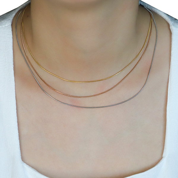 Stainless steel base chain, gold, rose gold, steel color, non fading necklace, DIY round snake bone chain, accessory chain supply - LT2494