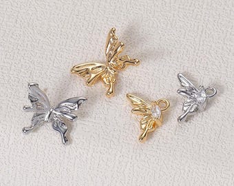 Crystal Angel Fairy Charms, 18K Gold Plated Pendants, Jewelry Making Supplies- LT3946