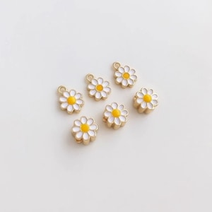 10pcs+14K gold-plated pendant, oil dripping daisy pendant, diy bracelet necklace bracelet spacer bead accessory - LT1407