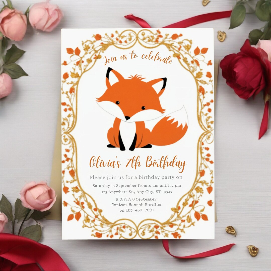 FOX INVITATION Fox Birthday Invitations FOX Party First Birthday ...