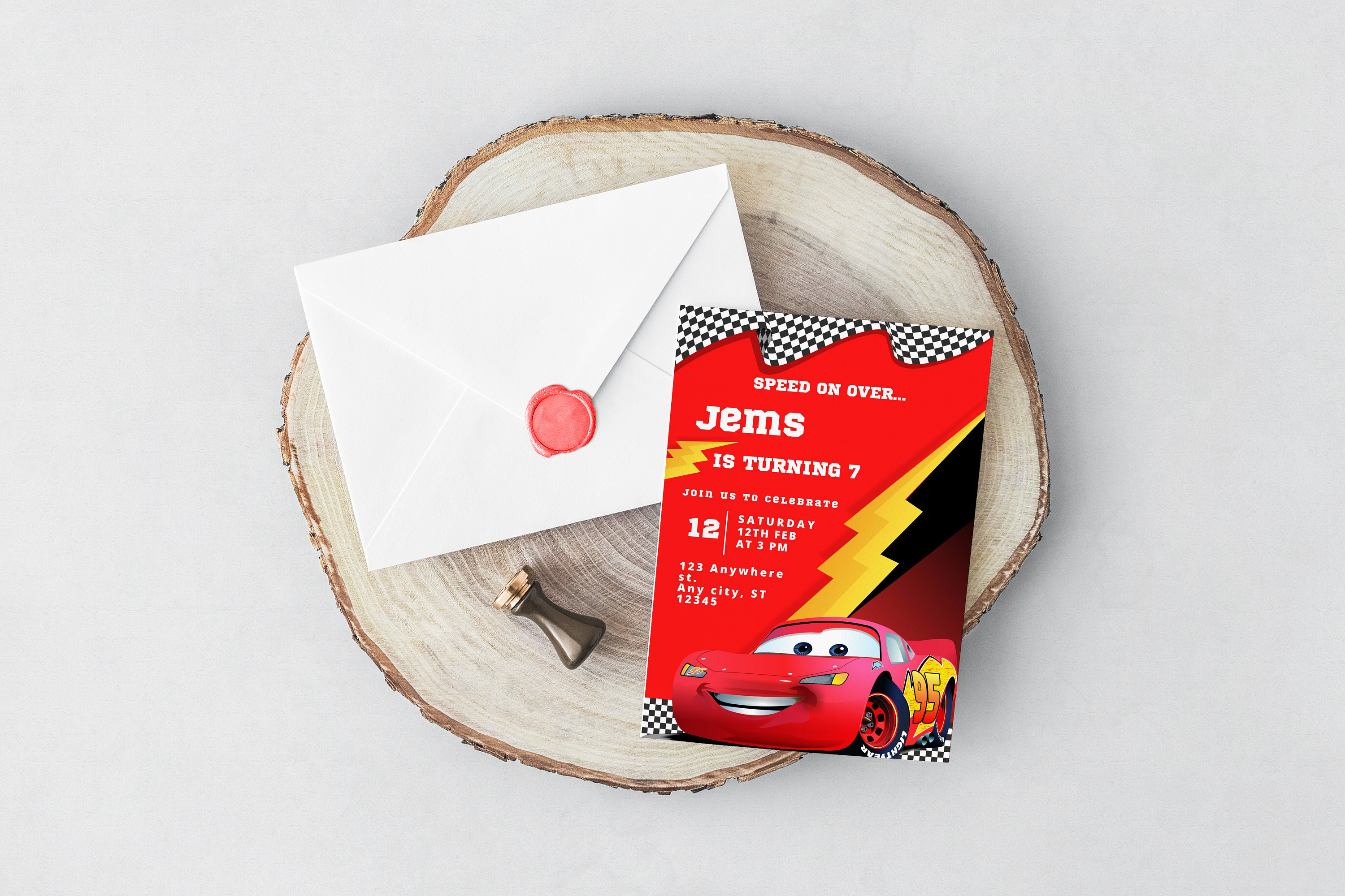 Mcqueen Car Birthday Invitation Template Lightning Mcqueen - Etsy