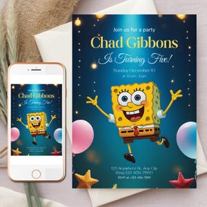 Editable Spongebob Birthday Invitation Party Invitation Printable ...