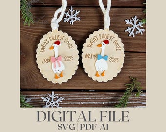 Santa's Silliest Goose Ornament SVG: Funny Christmas Laser Cut File (Digital Download)