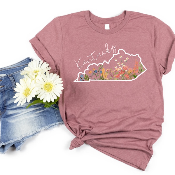 Kentucky State Outline Wildflower T-Shirt