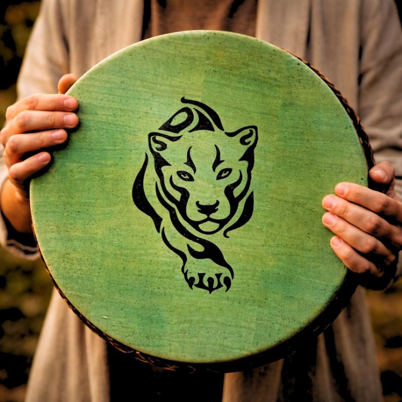 Vegan Shamanic Drum Handmade – Healing Drum for Meditation – Spiritual Ritual Instrument – Custom Drum image 1