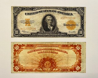 1922 10 Dollar Gold Certificate Large Size Note FR 1173 VF Etsy 1922 10 Dollar Gold Certificate Large Size Note FR 1173 VF Etsy