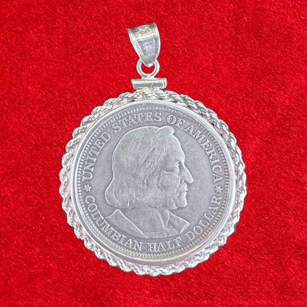 Pendentif pièce de monnaie pour homme demi-dollar en argent et lunette