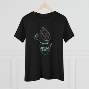 Troop Beverly Hills Black Graphic Women&#39;s T Shirt on Women&#39;s Relaxed Jersey Tee // Troop Beverly Hills Black T Shirt on Women&#39;s Premium Tee