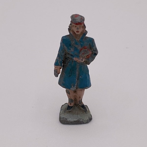 Antique Miniature Lead Metal Female Woman Toy Figurine