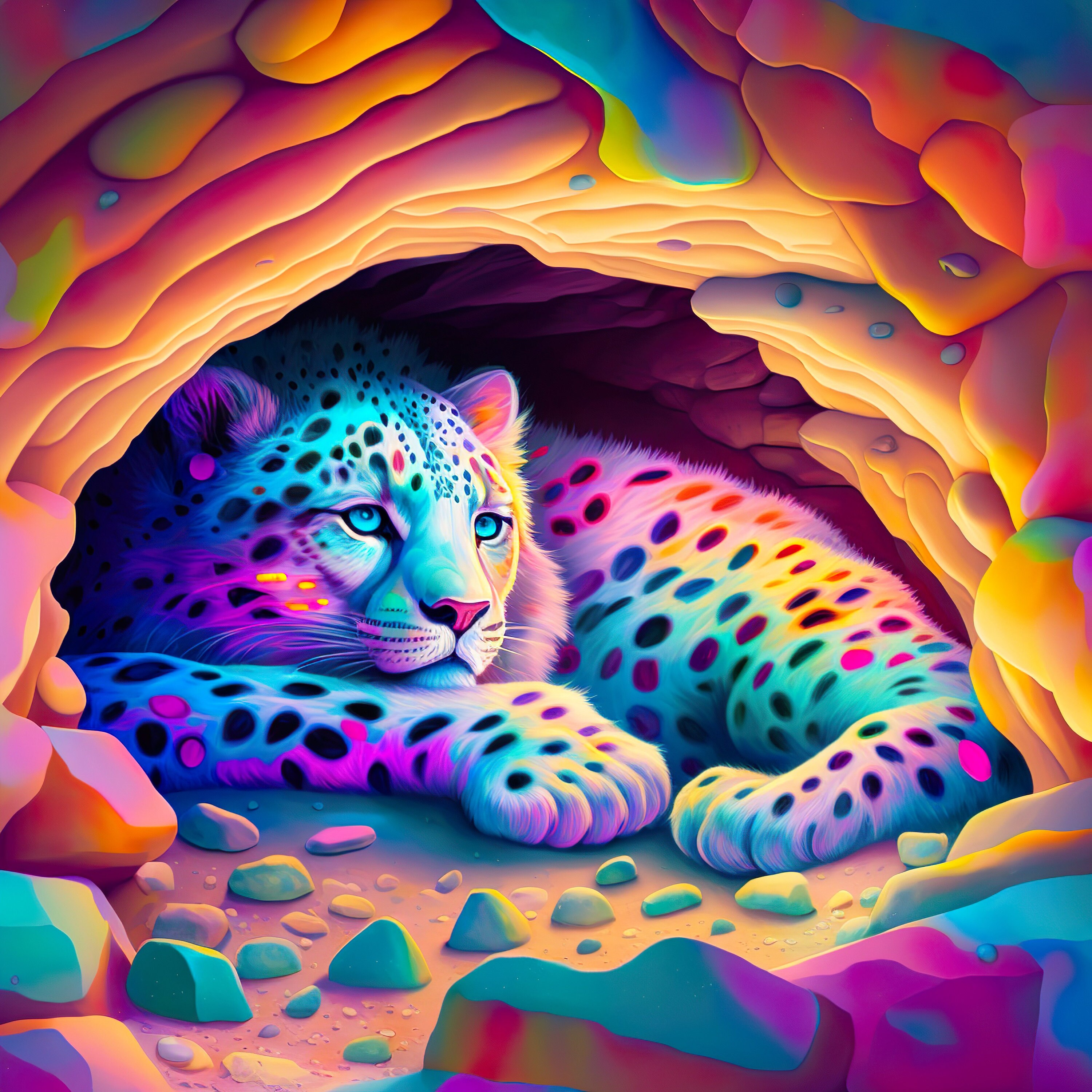 Snow Leopard Digital Art Download snow Leopard - Etsy