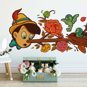 Pinocchio retro wall decal wall sticker wall mural wallpaper wall art vibrant design perfect wall for living room and bedroom