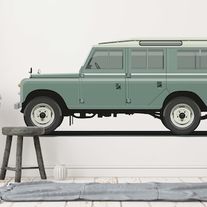 Adesivo da parete Station Wagon Car Wall Art con tema Land Rover Defender per soggiorno e ufficio