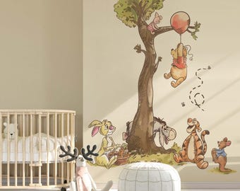 Winnie de Poeh-muursticker en muursticker klassieke personages perfect voor kinderkamermuurschildering kinderkamermuurschildering en speels behangdecor