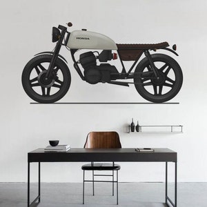 Carta da parati e murale per motociclette per uomo o soggiorno, adesivo da parete retrò perfetto, design d'arte murale vintage, carta da parati ideale per la decorazione