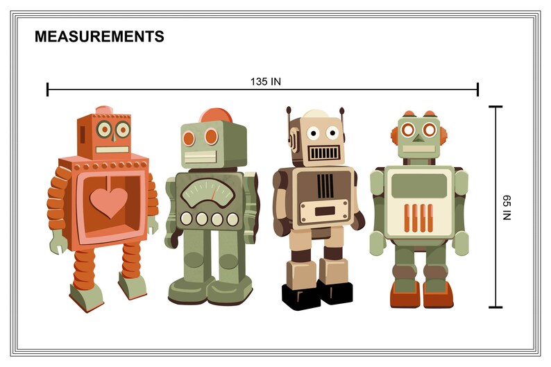 Removable Class Robot Wall Decal Vintage Robot Wall Sticker for Boy ...