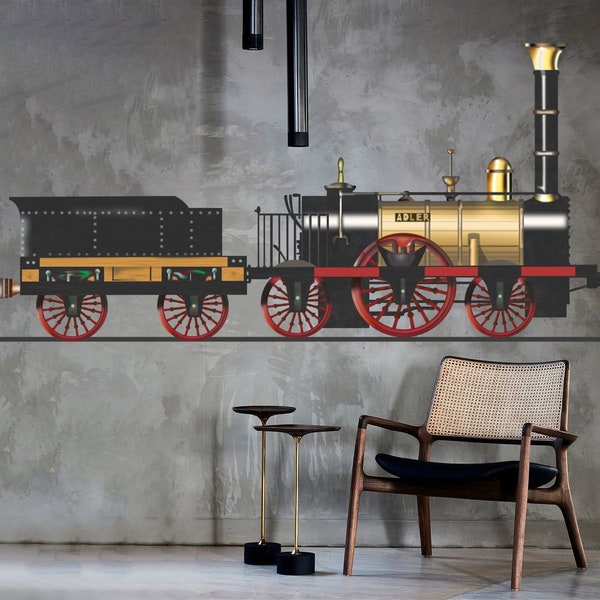 Vintage Railway Wall Sticker Removable Train Decal for Home or Office Decoration