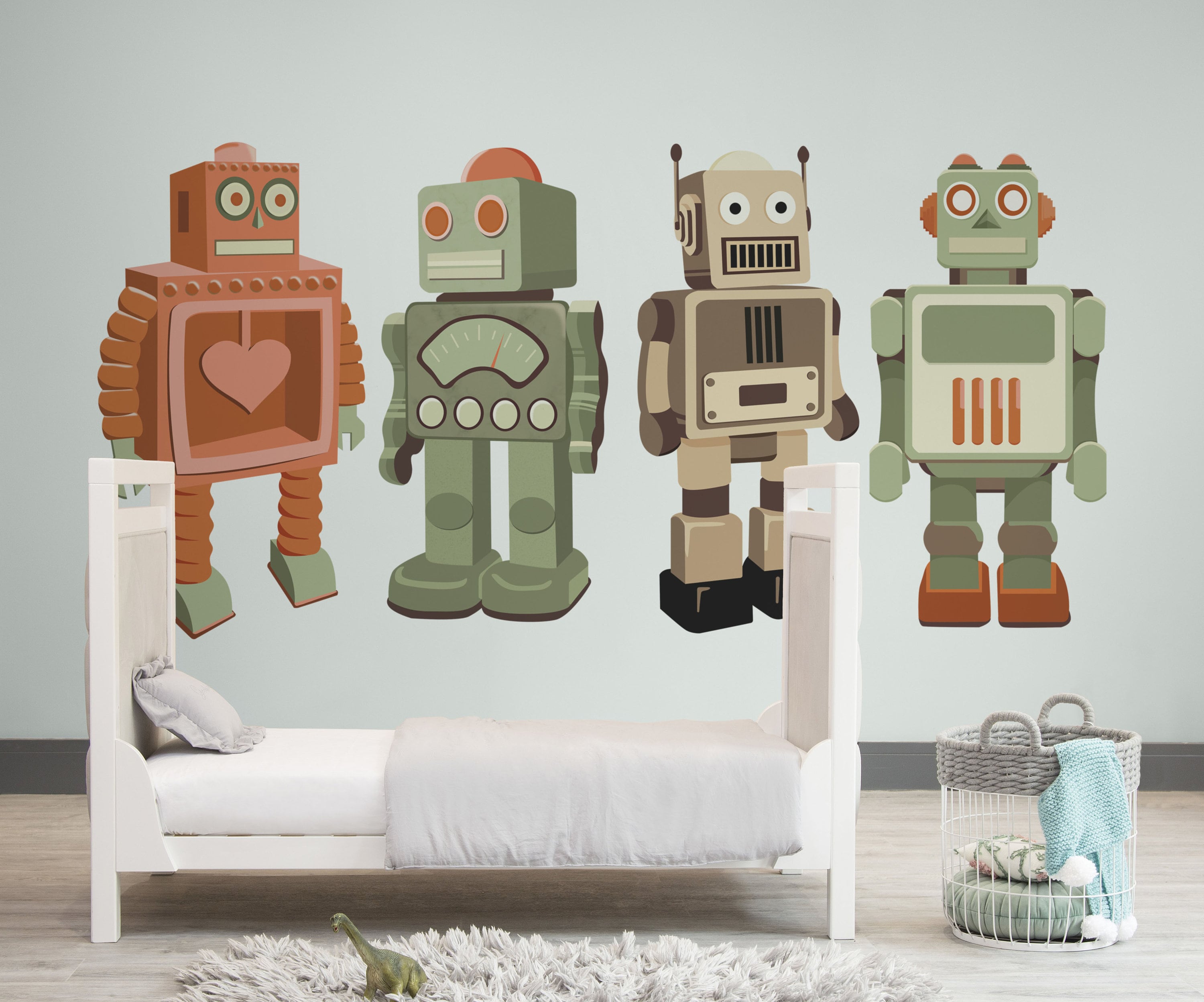 Robot Decaration Removable Class Robot Wall Decal Vintage Robot Wall Sticker for Boy ...
