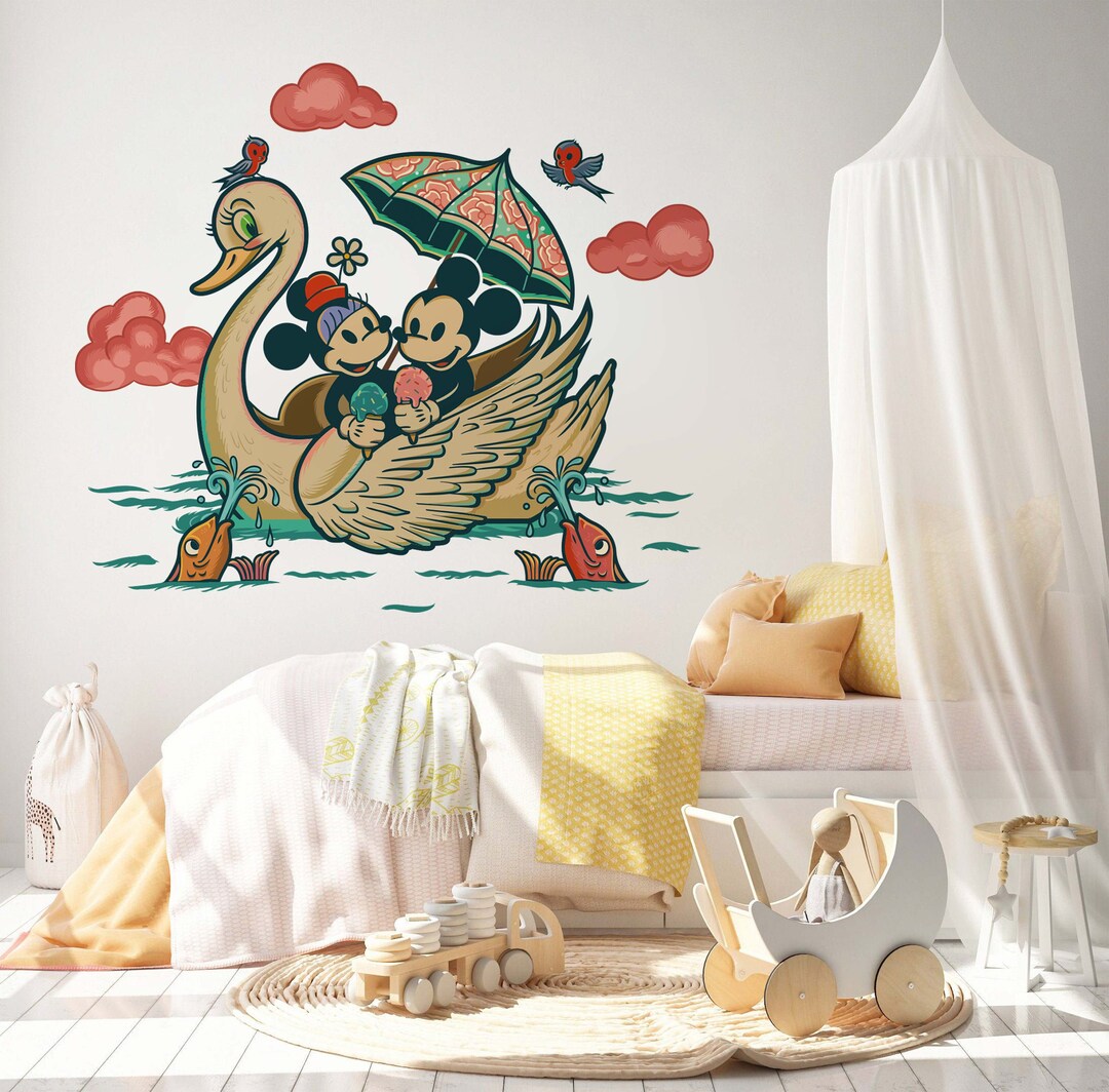 Removable Disney Wall Decal Mickey and Minnie on Penal Boat Wall Decal ...