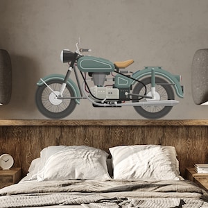 Removable transportation mural vintage bike wall decal motorcycle wall sticker for office and man room