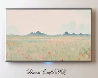 Samsung TV Art, Wildflowers in the Desert, Landscape Painting, Digital Download, LG TV Art, Painting for Tv, Expanse, Poppies, Open Field