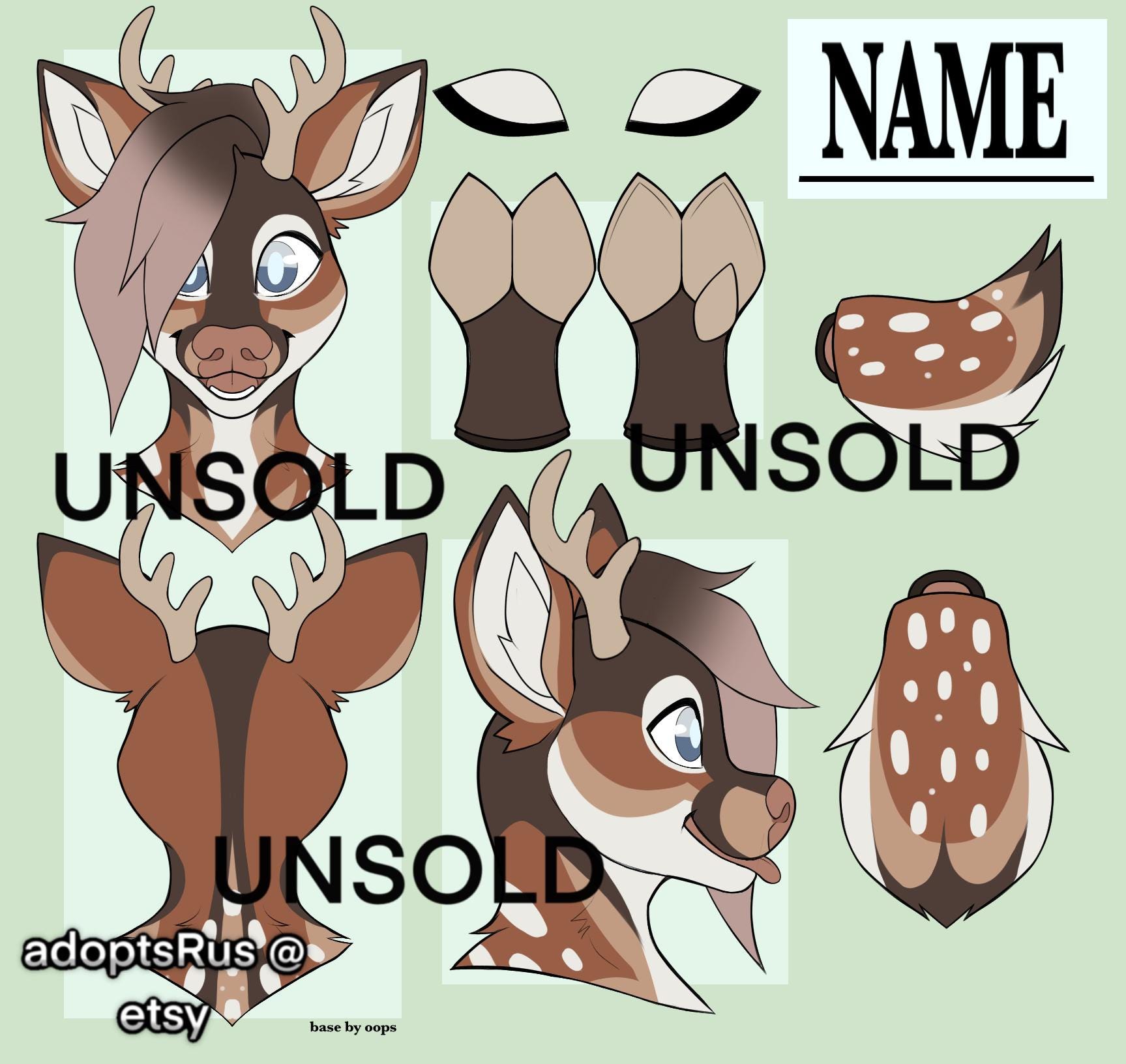 cute male deer fursona chibi furry canine dog adoptable ref partial fursuit reference