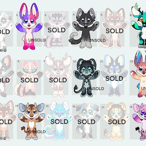 cute chibi furry adoptable fox dog deer cow cat fox bunny lion raccoon bat canine feline male female femboy adoptable batch *READ DESC*