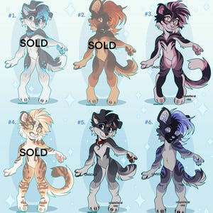 cute chibi furry adoptable fox dog hyena cheetah lion wolf canine feline male female femboy adoptable batch