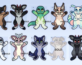 cute chibi furry adoptable fox dog deer lizard cat goat caterpillar bunny lynx canine feline male female femboy adoptable batch *READ DESC*