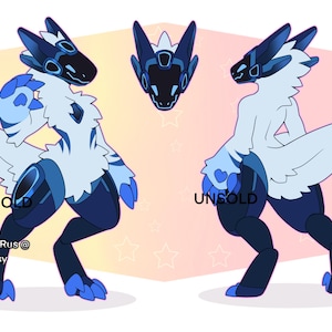 cute male dark blue primagen ref fursona furry hybrid protogen raptor robot  adoptable mechanical dragon reference sheet