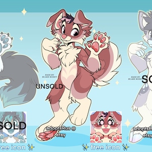 EXTRA art cute masculine male furry purple orange pink blue striped spotted canine chibi deer ref wolf dog fox adoptable batch *READ DESC*