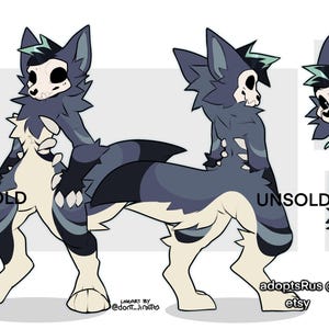cute masculine male dark blue skullbeast furry black striped canine fursona chibi furry skulldog ref adoptable reference sheet