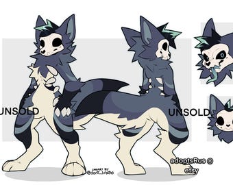 cute masculine male dark blue skullbeast furry black striped canine fursona chibi furry skulldog ref adoptable reference sheet
