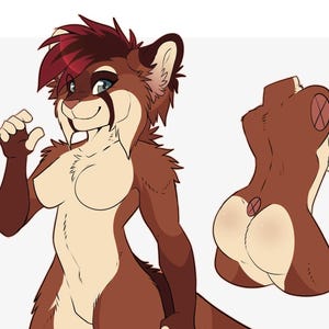 cute feminine female red panda furry fursona ref mammal adoptable full reference sheet