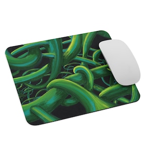 Mouse Pad with Green Plant Vines, Creative Desk Accessory, Art on a Mouse Pad, Computer Accessories, Vibrant Plant Mouse Pad