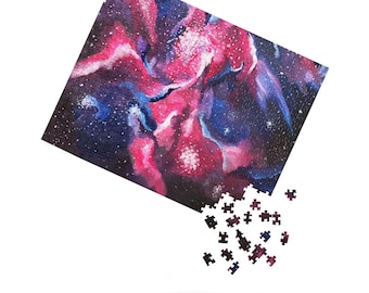 Różowa układanka Galaxy, 520 lub 252 elementy, artystyczny wzór różowego i niebieskiego nieba