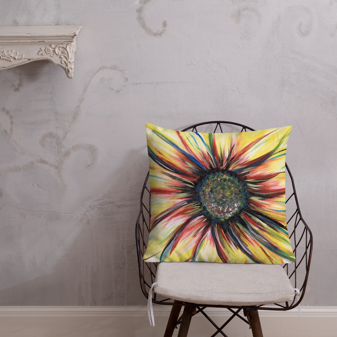 Sunflower Pillow, Yellow Flower Pillow, Pretty Yellow Cute Water