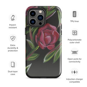 Pretty Rose Protective Cell Phone Case, Cellular Phone Cover for Different iPhones, Artistic Unique Original Floral Tough Case for iPhone®