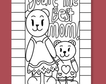 Página para colorear del Día de la Madre: Arte de madre e hija (Descarga digital en PDF)