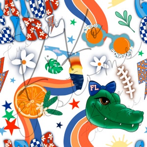 Florida Gator, FL Gator, Chomp Chomp, seamless file, digital paper, PNG, Sublimation, Digital Download