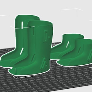 May include: A set of four green medical orthotic braces, including two tall leg braces and two shorter ankle braces. Each brace features a rigid, contoured shell with integrated vertical slots and side mounting points for straps.