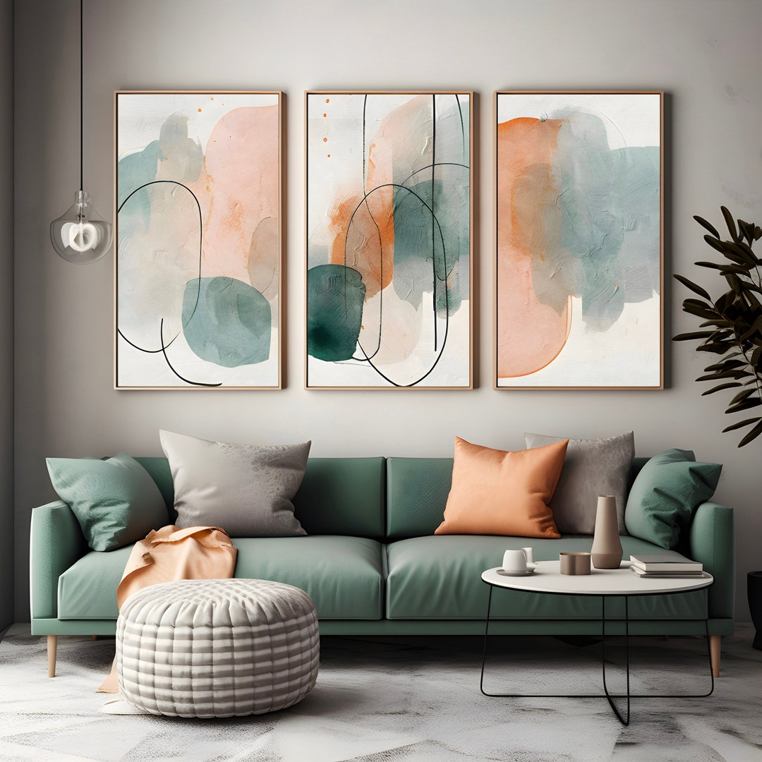 Set of 3 Abstract Prints, Minimalist Home Decor, Colorful Wall Art ...