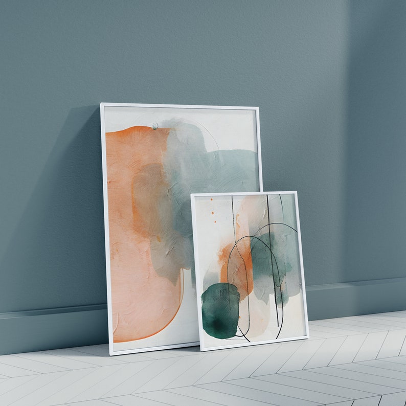 Set of 3 Abstract Prints, Minimalist Home Decor, Colorful Wall Art ...