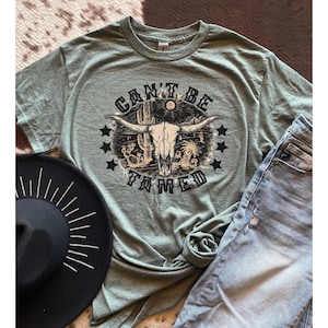 Kan inte tämjas | PNG | Digital nedladdningsbar design png | western | koskalle |