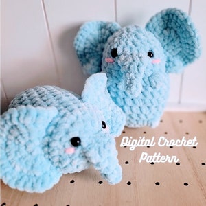 Chunky Pals Elephant 2-in-1 Crochet Pattern | Kawaii Elephant Amigurumi Pattern